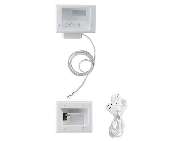 Electronics 508823WHKIT Flat Panel TV Cable Organizer Kit with Duplex Surge Power Solution
