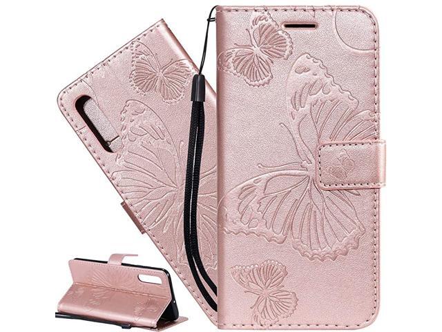 Galaxy A10E Wallet Case Galaxy A10E Butterfly Case Business Embossing Kickstand Flip Card Slot Magnetic Clasp Flip Case for Samsung Galaxy A10E