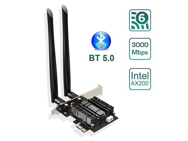 WiFi 6 Card AX 3000Mbps PCIe Network Card AX200 80211AX 24Ghz58Ghz with Bluetooth 50 Heat Sink Wireless PCI Express WiFi Adapters Dual Band Antenna