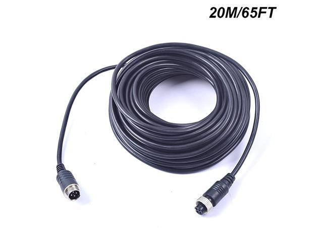 65FT 20M Car Video Extension Cable 4Pin Aviation for CCTV Rearview Camera Truck Trailer Camper Bus Motorhome Vehicle Backup Monitor Waterproof