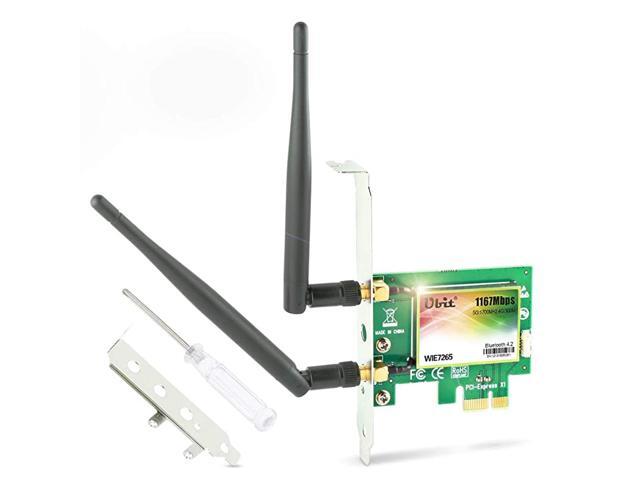 AC 1200Mbps Bluetooth WiFi CardWireless WiFi PCIe Network Adapter Card 5GHz24GHz Dual Band PCI Express Network Card with Bluetooth 42 and 2×Antenna
