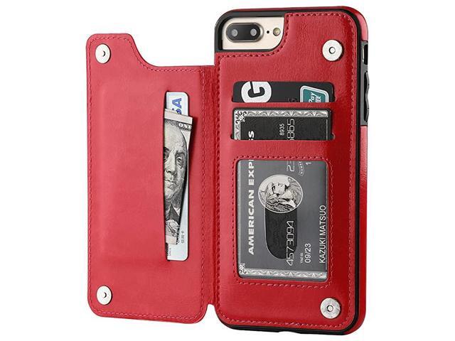 iPhone 7 Plus iPhone 8 Plus Wallet Case with Card Holder Premium PU Leather Kickstand Card Slots CaseDouble Magnetic Clasp and Durable Shockproof
