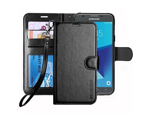 Galaxy J7 V J7 Perx J7 Sky Pro J7 Prime J7 2017 Galaxy Halo Case Luxury PU Leather Wallet Flip Protective Case Cover with Card Slots and Stand for