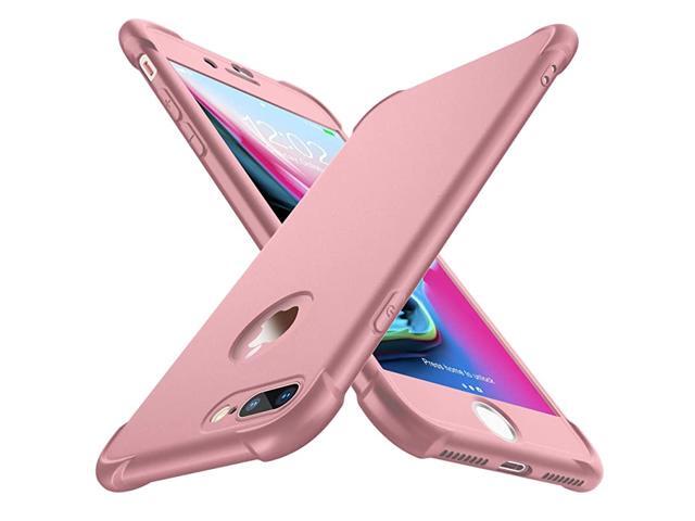 Designed for iPhone 8 Plus CaseiPhone 7 Plus Case with 2 x Tempered Glass Screen Protector 360° Full Body Hard PC Silicone Case for iPhone 7 Plus