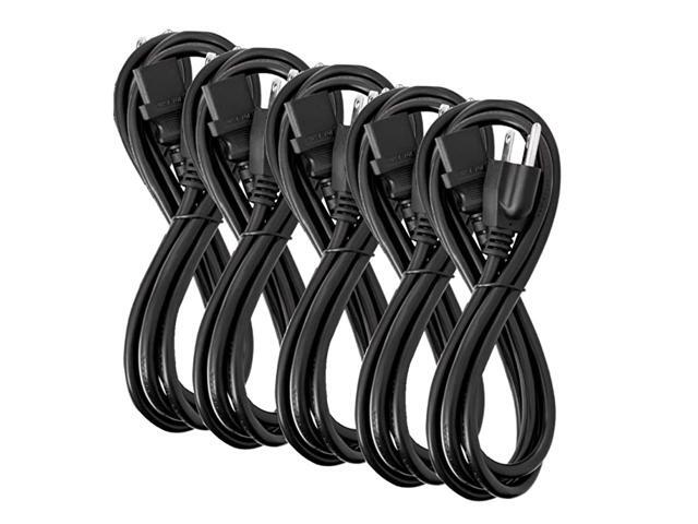 Approved 6 Feet Universal Computer Monitor Power Cord C13 Power Cable for Monitor PC Desktop Printer Scanner 18 AWG GA NEMA 515P to IEC13 5 Pack