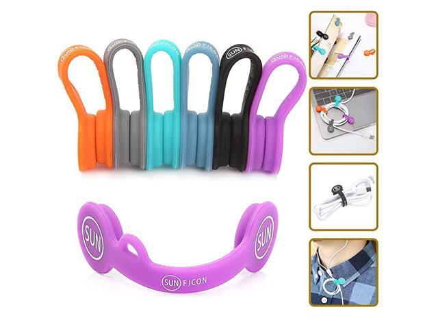 6 Pack Magnetic Cable Clips Cable Organizers Earbuds Cords Winder Bookmark Clips Whiteboard Noticeboard Fridge Magnets USB Cable Manager Keeper