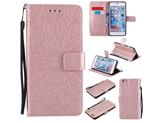 8 Case7 Wallet CaseSE 2020 CaseSun Pattern Embossed PU Leather Magnetic Flip Cover Card Holders Hand Strap Wallet Purse Case for 7 8 SE 2020 47