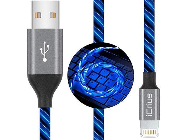 iPhone Charger Cable MFi Certified 6ft LED Light Up Visible Flowing Lightning Charger Charging Cord Compatible with iPhone12 PlusXSXRX 8 Plus 87