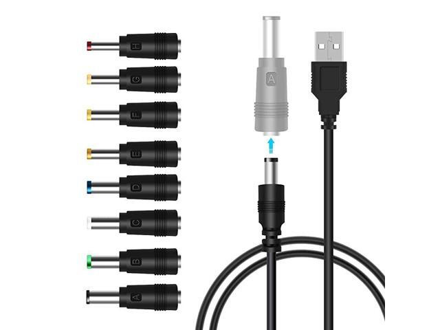 USB to DC Power Cable8 in 1 Universal 5V DC Jack Charging Cable Power Cord with 8 Interchangeable Plugs Connectors Adapter Compatible with