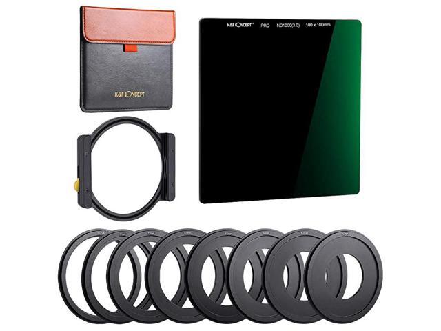 100x100mm Square Filter Kit ND1000 10 Stop with One Filter Holder and 8 Filter Ring Compatible with Canon Nikon Camera Lens