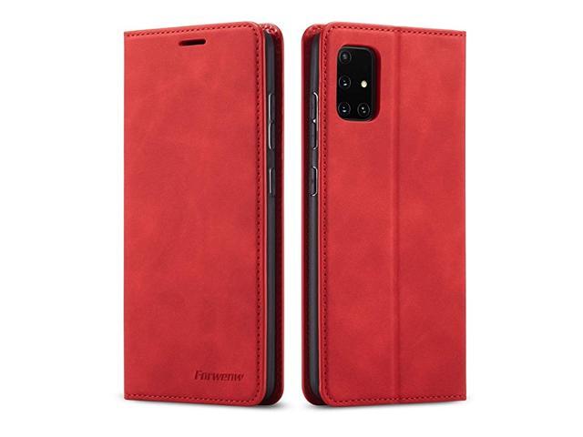 Premium PU Leather Flip Folio Case for Samsung Galaxy A51 Protective Case with Kickstand Card Slot Magnetic Closure Shockproof Wallet Cover for