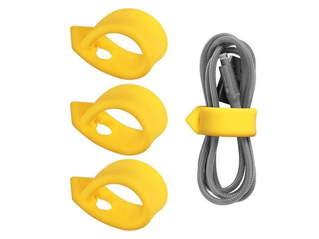 Cord Organizer Cable Straps Clips Wire Ties Charging Cord Power Cord Earphone Headphone Wrap Winder Holder Keeper Manager ManagementSet of 3 Yellow