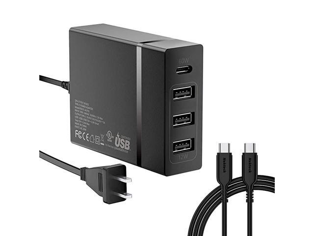USB C Charger 4Port 72W USB Wall Charger with TypeC 60W Power Delivery PD Charger Station Compatible with iPhone 11 Pro Max 2017 MacBook Pro Pixel