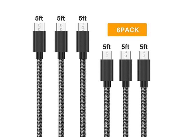 Micro USB Cable Android Charger 6Pack 5ft Nylon Braided Fast SyncCharging Cord for Android Samsung Nexus LG HTC Nokia Sony and More