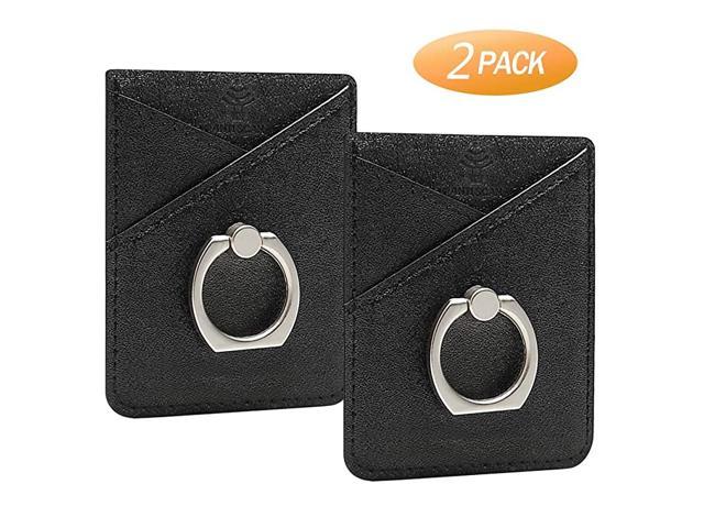 Black Card Holder for Back of Phone,RFID Blocking Ring Pocket Wallet Stick on Cell Phone Credit for iPhone//Most Smartphones