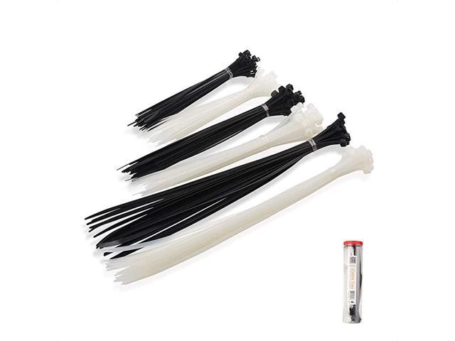 Combo Pack Assorted 200 SelfLocking 6+8+12Inch Nylon Ties Tie Wraps Zip Ties in Black and White