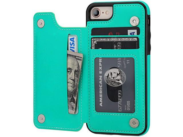 iPhone 8 Wallet Case with Card Holder iPhone 7 Case iPhone SE2020 Wallet Premium PU Leather Kickstand Card SlotsDouble Magnetic Clasp and Durable