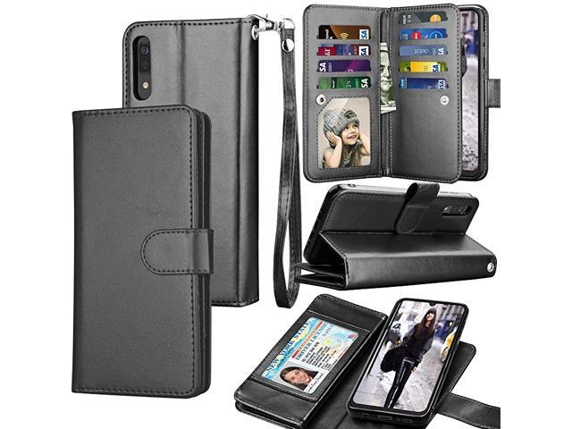 A50 Case A30S A50S A50 Wallet Case Luxury Cash Credit Card Slots Holder Carrying Folio Flip PU Leather Cover Detachable Magnetic Hard Case for