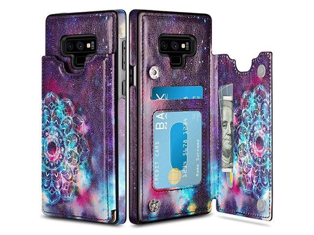 Wallet Case for Galaxy Note 9 Slim Protective Case with Credit Card Slot Holder Flip Folio Soft PU Leather Magnetic Closure Cover Case Compatible