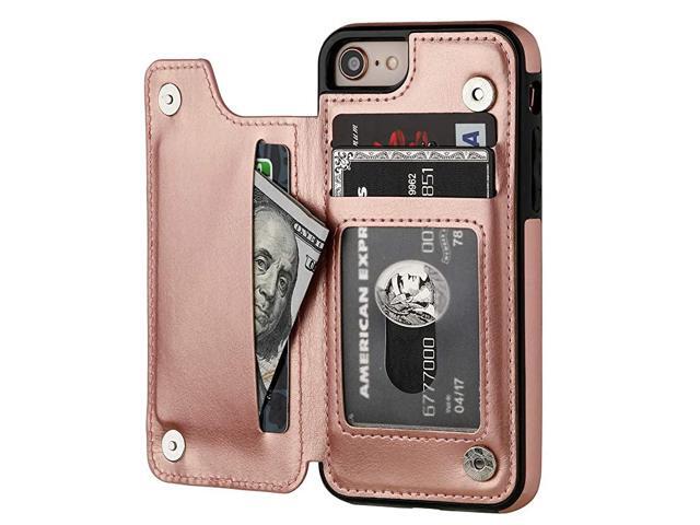 iPhone 8 Wallet Case with Card Holder iPhone 7 Case iPhone SE2020 Wallet Premium PU Leather Kickstand Card SlotsDouble Magnetic Clasp and Durable