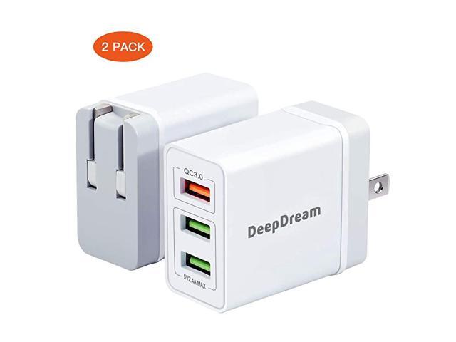 USB Wall Charger 2Pack 30W 3 Ports with Quick Charge 30 USB Wall Charger with Foldable PlugFast Charging Block Adapter for Samsung Galaxy