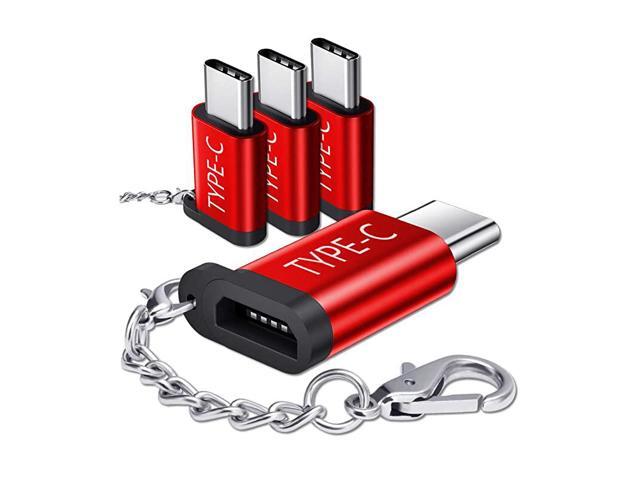 Micro USBFemale to USB C Adapter 4Pack Aluminum USB Type C Adapter with Keychain Fast Charging Compatible with Samsung Galaxy S10 S9 S8 Plus Note