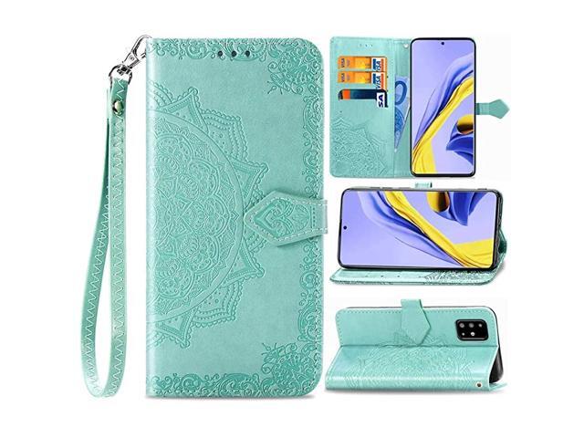 Samsung Galaxy A51 Wallet Case Flower Embossed Premium PU Leather Wallet Flip Protective Phone Case Cover with Card Slots and Stand Samsung Galaxy