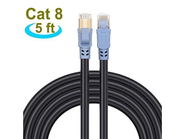 8 Ethernet Cable 5 Ft Internet Network Cord Higher Speed Than 7 Cable 26 AWG 40Gbps 2000Mhz SFTP 8 Cables with LAN Network RJ45 Cable for Gaming