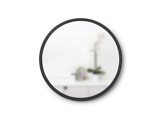 Hub Rubber Frame18Inch Round Mirror for Entryways Bathrooms Living Rooms and More 18Inch Black