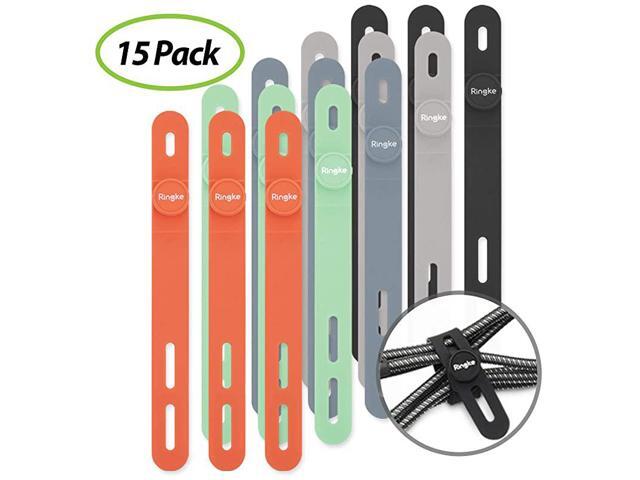 Cable Tie Silicone 15 Pack Colorful Reusable Holder Strap Organizer Management for Fastening Cable Cords and Wires
