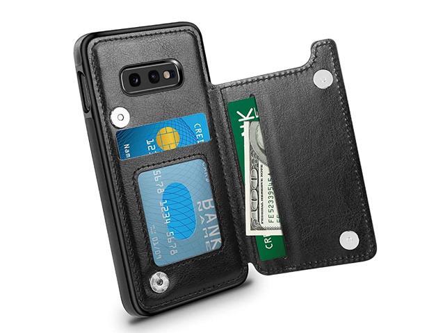 Wallet Case for Galaxy S10E Slim Protective Case with Credit Card Slot Holder for Men Flip Folio Soft PU Leather Magnetic Closure Cover Case for