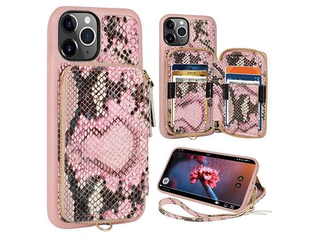 iPhone 11 Pro Max Wallet Case iPhone 11 Pro Max Case with Credit Card Holder Slot Zipper Wallet Purse with Wrist Strap Leather Case for Apple