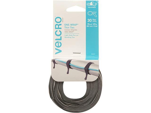 ONE WRAP Thin Ties Strong Reusable Perfect for Fastening Wires Organizing Cords BlackGray 15in x 12Inch 30 Count
