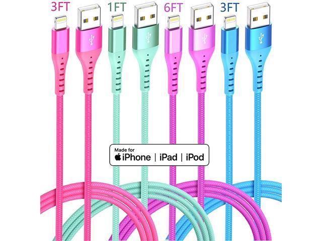 Cable iPhone Charger 4Color 4Pack6331ft Apple Certified Unbreakable Fast USB Charging Cord Compatible for iPhone11Pro MAX Xs XR X 8 7 6S Plus SE 5S