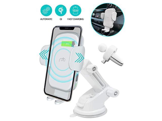 Wireless Car Charger 15W Qi Fast Charging Auto Clamping Mount Windshield Dashboard Air Vent Phone Holder Compatible with iPhone 11 Pro Max XS XR X