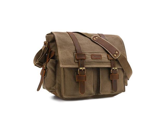 Leather Canvas Camera Bag Vintage DSLR SLR Messenger Shoulder Bag