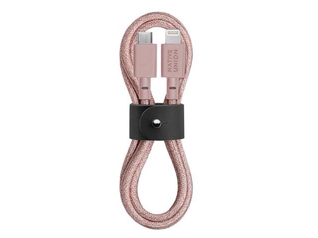 Belt Cable 4ft UltraStrong Reinforced USBC to Lightning MFi Certified Durable Charging Cable with Leather Strap Compatible with iPhoneiPad Rose