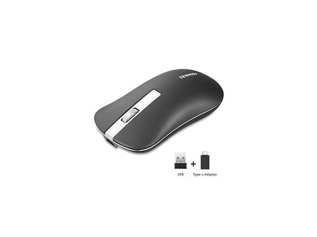 T5 Slim Wireless Mouse 24G Silent Travel Mouse with USB Receiver TypeC Adapter Rechargeable Wireless Computer Mice for LaptopChromebookMac Dark Grey