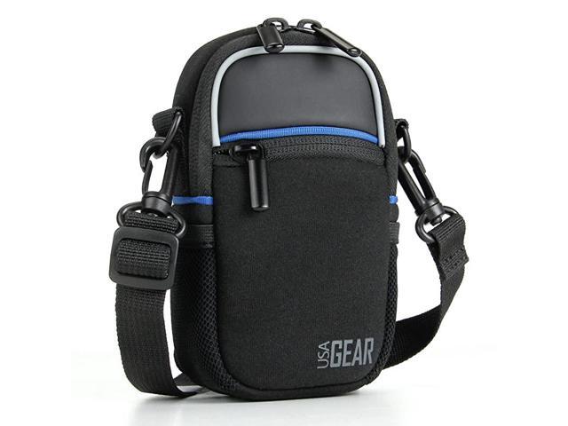 Compact Camera Case Black Point and Shoot Camera Bag with Accessory Pockets Rain Cover and Shoulder Strap Compatible with Sony CyberShot Canon