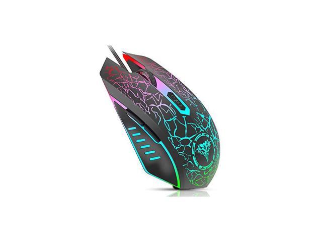 Gaming Mouse Wired USB Optical Computer Mice with RGB Backlit 4 Adjustable DPI Up to 2400 Ergonomic Gamer Laptop PC Mouse with 6 Programmable