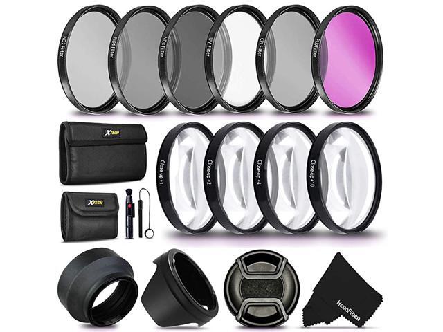 Professional Lens Filter Accessory Kit UV FLD CPL ND Filters Set ND2 ND4 ND8 4 Closeup Macro Filters +1 +2 +4 +10 + Hard Lens Hood Rubber Lens Hood
