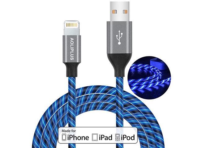 iPhone Charger CableMFi Certified 6ft LED Flowing Lightning Cable Fast Charger Data Sync Transfer Cord Compatible with iPhone 12 SE 11 PRO MAX XS