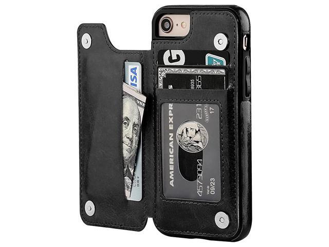 iPhone 8 Wallet Case with Card Holder iPhone 7 Case iPhone SE2020 Wallet Premium PU Leather Kickstand Card SlotsDouble Magnetic Clasp and Durable