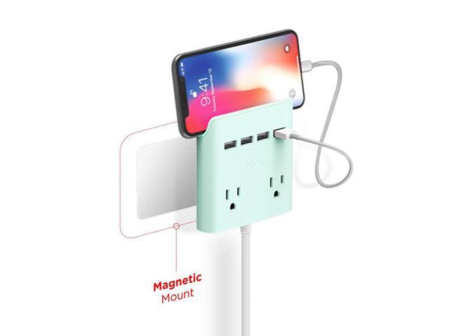Power Reach MultiPlug Outlet Extender and Splitter Fast Charging Portable Power Station with 2 Outlets and 4 USB Ports 6 ft Extension Cord and