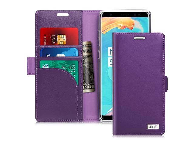 Genuine Leather Wallet Case for Samsung Galaxy Note 8 2017 Handmade Flip Folio Wallet Case with Kickstand Card Slots Magnetic Closure for Samsung
