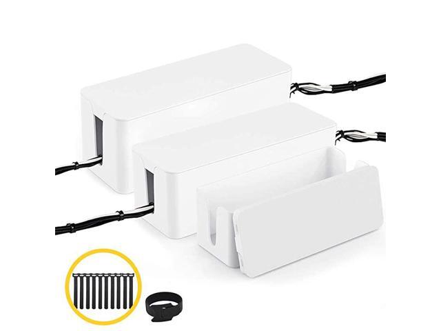 of Three Cable Management Boxes Organizer Large Storage Wires Keeper Holder for Desk TV Computer USB Hub System to Cover and Hide Power Strips