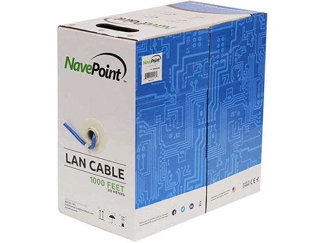 Cat5e CCA 1000ft Blue Solid Bulk Ethernet Cable 24AWG 4 Pair Unshielded Twisted Pair UTP