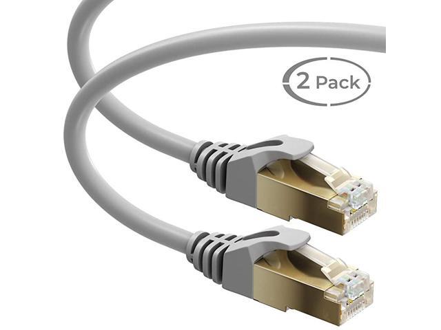 Ethernet Cable 3FT 2PK RJ45 Connector High Speed Double Shielded STP 10 Gigabit 600MHz Cat 7 Premium High Speed Patch Cable Internet Cable Network