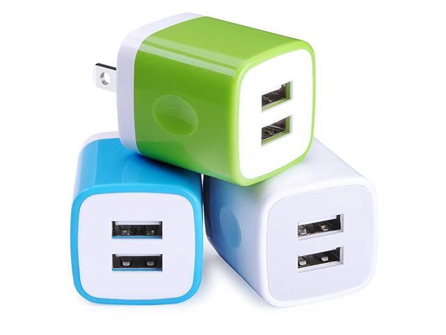 Wall Charger 3Pack Dual Port USB Home Travel Wall Charger Plug Compatible with iPhone X87 Plus6 Plus Tablet Samsung Galaxy S10S10+S9S8 S7 S6 Edge