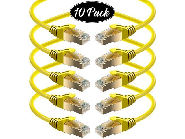 Ethernet Cable 5FT 10PK RJ45 Connector High Speed Double Shielded STP 10 Gigabit 600MHz Cat 7 Premium High Speed Patch Cable Internet Cable Network